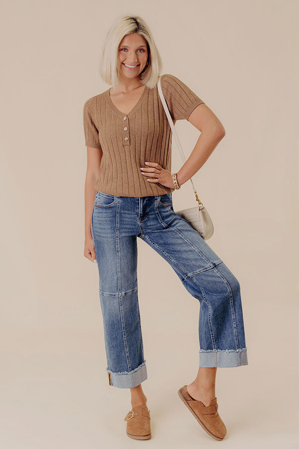 RISEN Sam Midrise Wide Leg Cuffed Jean Image - 1