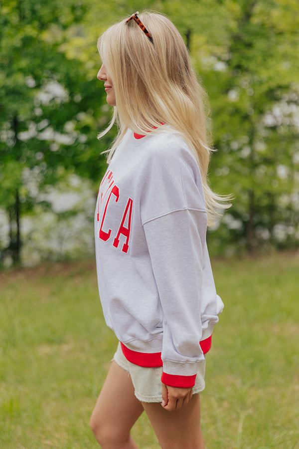 America Embroidered Oversized Sweatshirt Image - 2