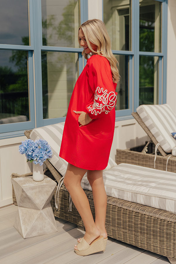 Harbor Nights Embroidered Mini Dress Image - 3