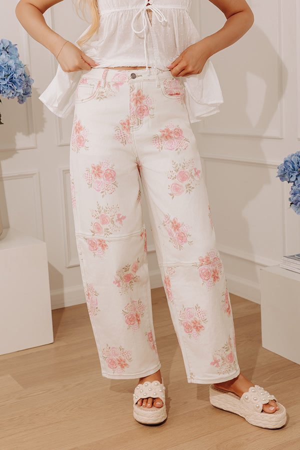 Fresh Pick High Waist Floral Barrel Leg Jean Image - 2