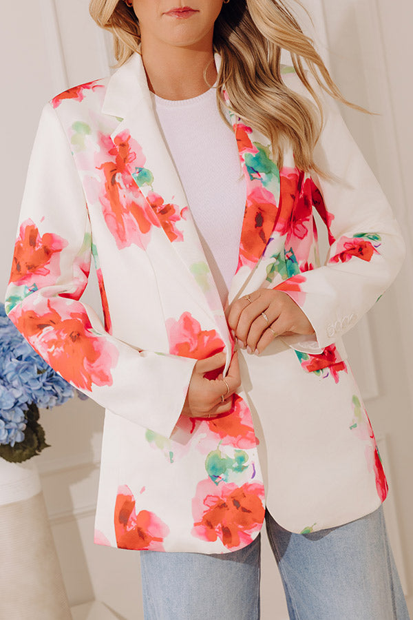 Watercolor Daydream Floral Satin Blazer Image - 5