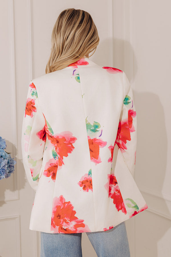 Watercolor Daydream Floral Satin Blazer Image - 4