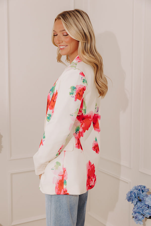 Watercolor Daydream Floral Satin Blazer Image - 3