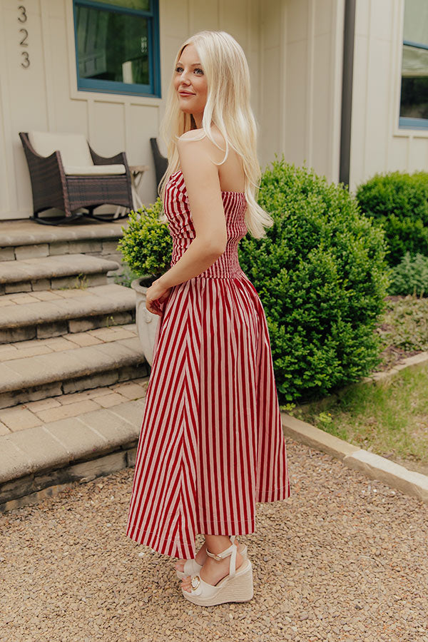 Everyday Classic Stripe Midi Dress in Pink