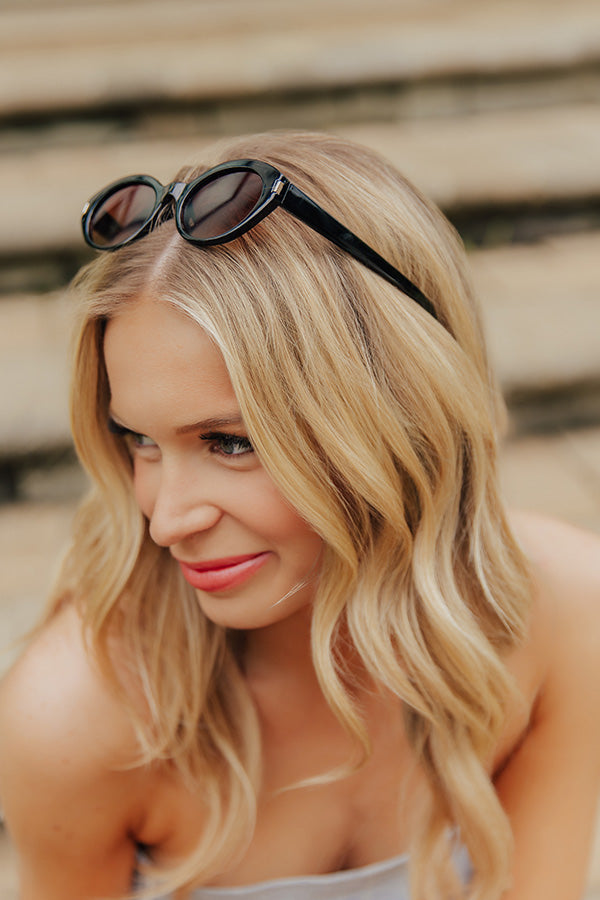 Sunny Views Oval Sunnies in Black with Brown Lens Image - 2