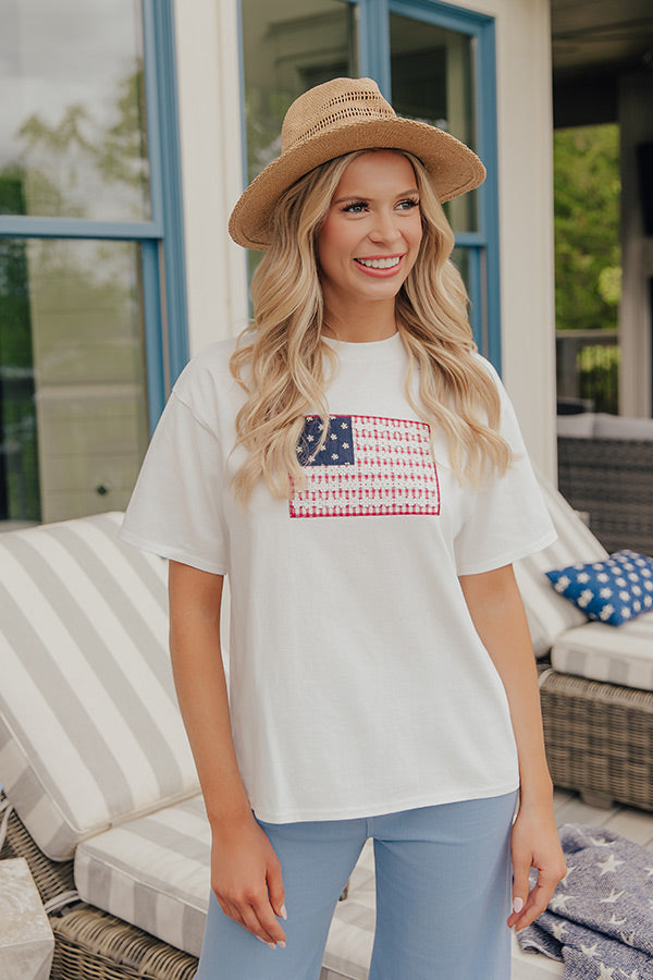 Sweet Freedom Oversized Embroidered Tee Image - 2