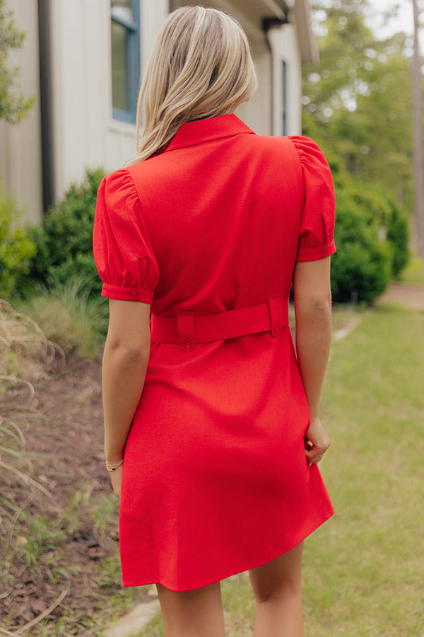 Sunday Stroll Floral Embroidered Linen-Blend Mini Dress in Red Image - 2