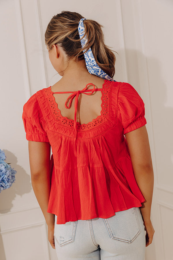 Darling Energy Eyelet Top in Scarlet Image - 4