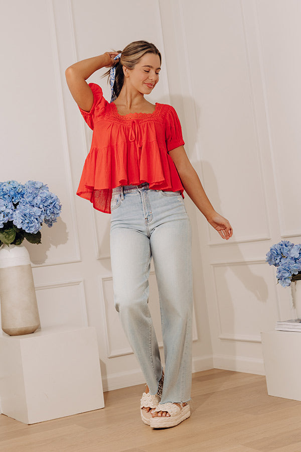 Darling Energy Eyelet Top in Scarlet