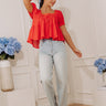 Darling Energy Eyelet Top in Scarlet Image - 1