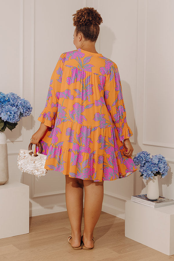 Everyday Petals Floral Mini Dress in Orange Curves Image - 3