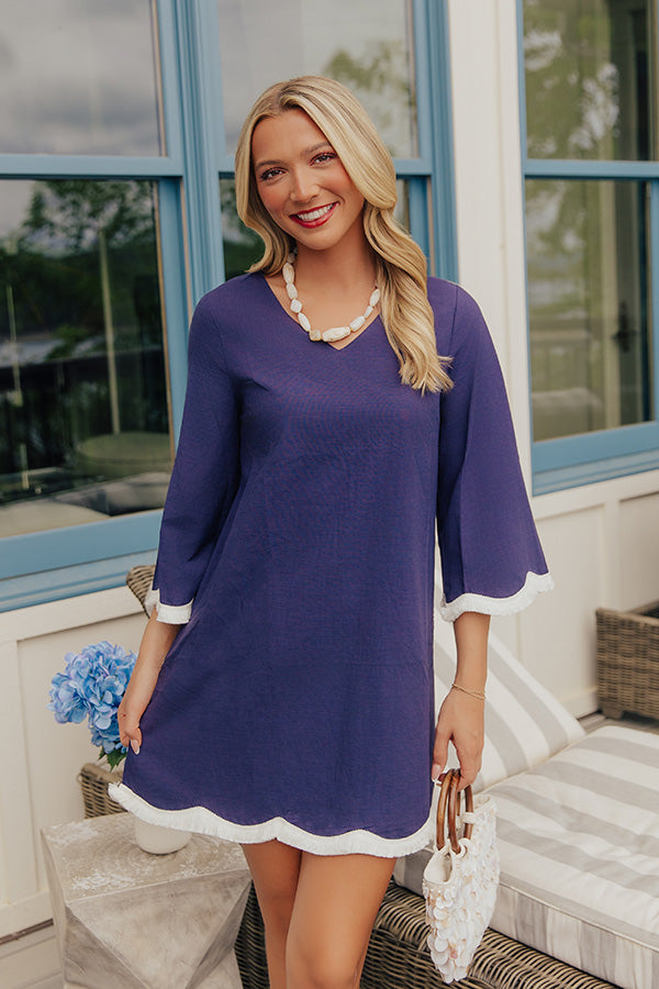Lakehouse Muse Fringed Mini Dress in Navy