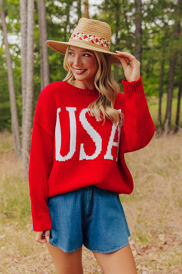All-American Cutie Oversized Knit Sweater Image - 1