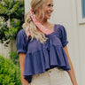 Darling Energy Eyelet Top in Navy Image - 1