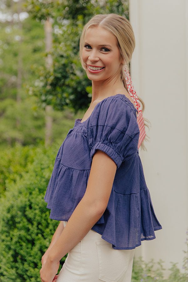 Darling Energy Eyelet Top in Navy Image - 3