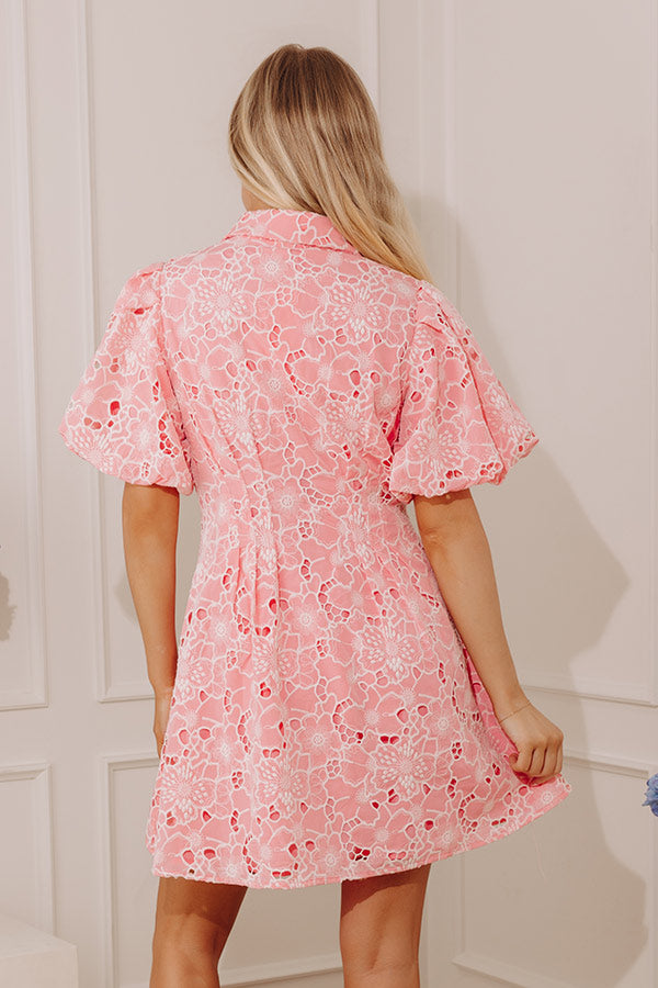 Lovely Moments Floral Lace Mini Dress in Pink Image - 5