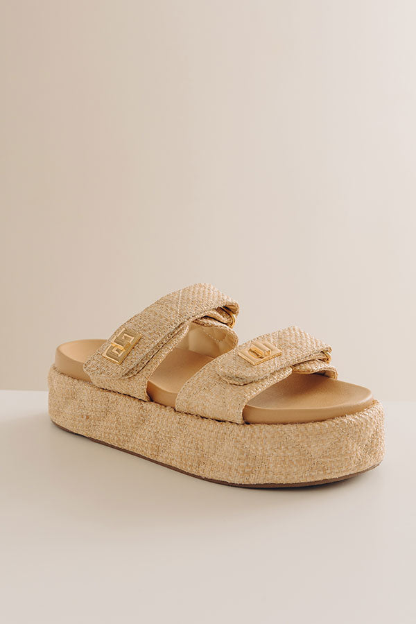 Onya Raffia Woven Platform Sandal in Natural Image - 4