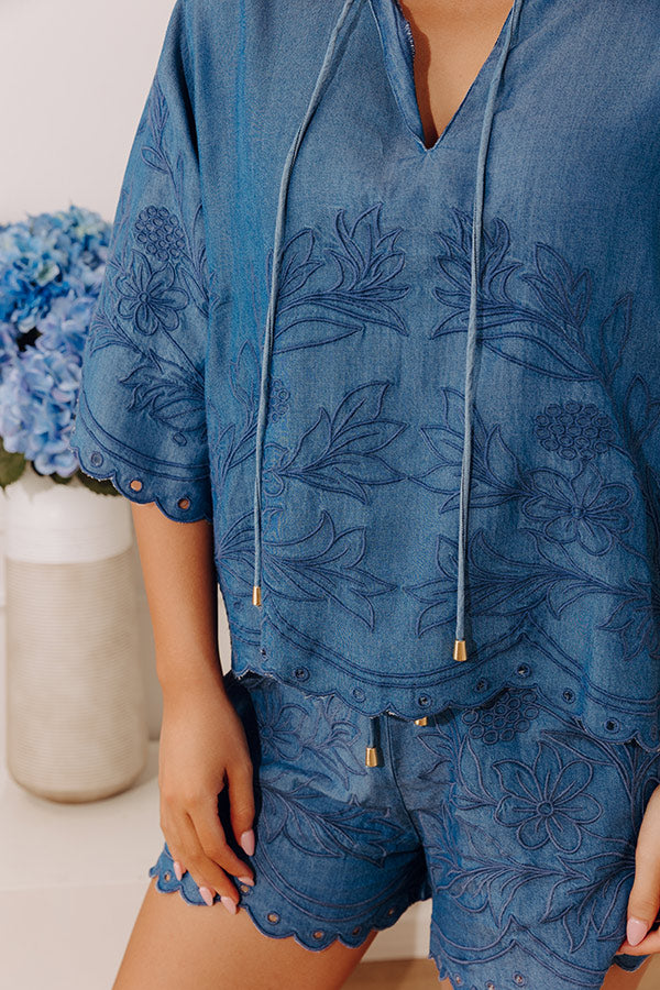 Manhattan Muse Embroidered Chambray Top Image - 5