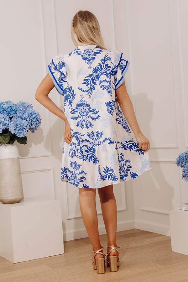 floral mini dress with short sleeves Lilac Floral Print Short Sleeve V Wire Ruched Mini Dress Small