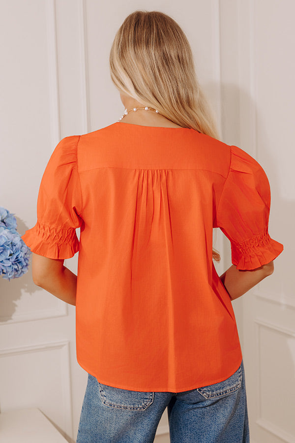 Uptown Darling Button Down Top in Tangerine Image - 5