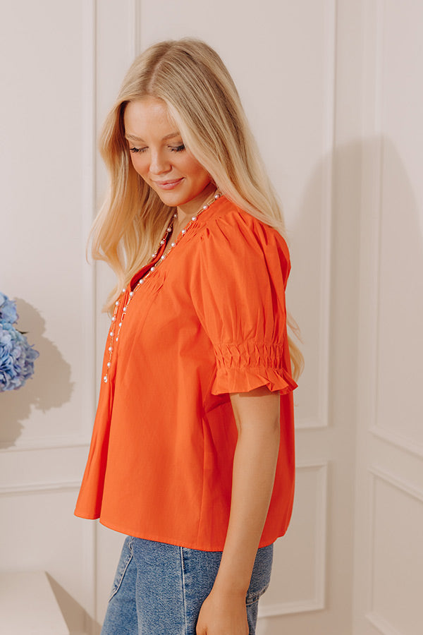Uptown Darling Button Down Top in Tangerine Image - 4