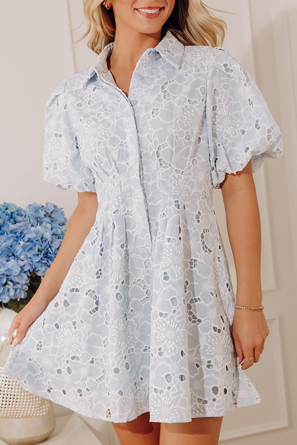 Lovely Moments Floral Lace Mini Dress in Sky Blue Image - 5