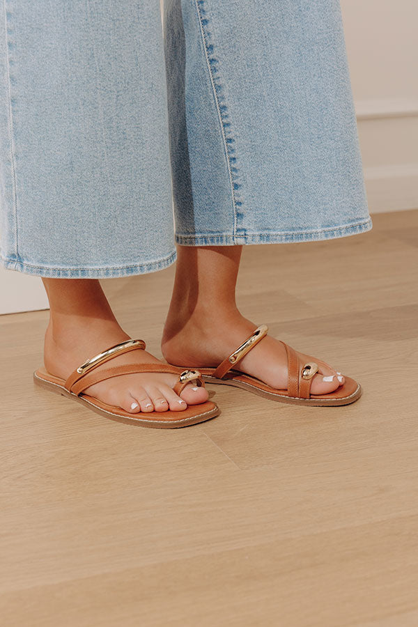 Chic Mode Faux Leather Sandal in Brown Image - 1