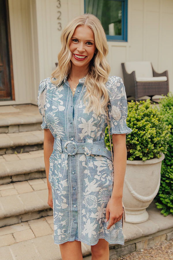 Garden Society Floral Mini Dress in Blue Image - 4