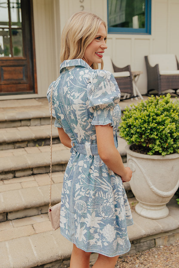 Garden Society Floral Mini Dress in Blue Image - 5