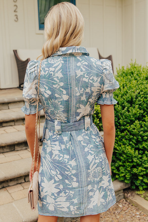 Garden Society Floral Mini Dress in Blue Image - 3