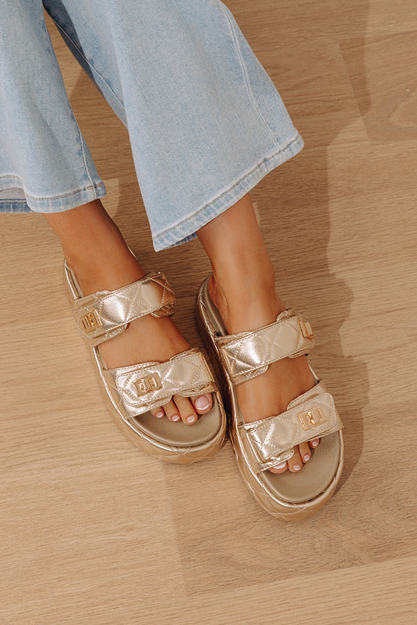 Onya Faux Leather Metallic Sandal in Gold