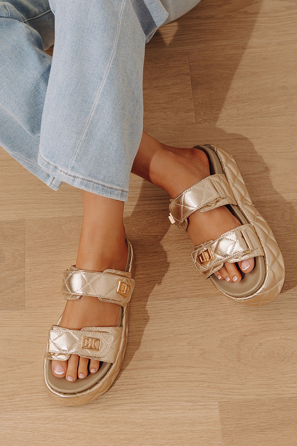 Onya Faux Leather Metallic Sandal in Gold Image - 2