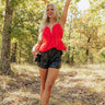 Flirt Alert Linen-Blend Top in Red Image - 1