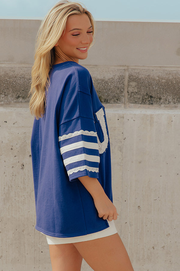 USA Vibes Patchwork Oversized Tee in Navy Image - 5
