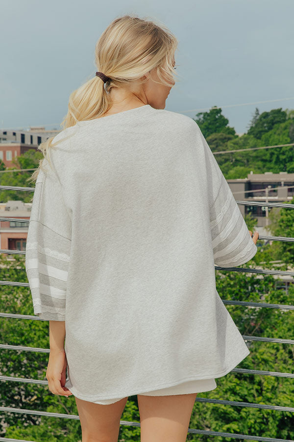 USA Vibes Patchwork Oversized Tee in Heather Grey Image - 4