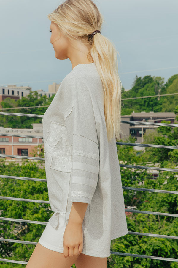 USA Vibes Patchwork Oversized Tee in Heather Grey Image - 2