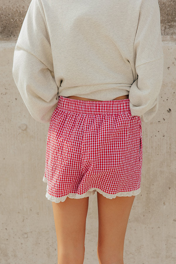 USA Darling High Waist Embroidered Gingham Shorts Image - 2