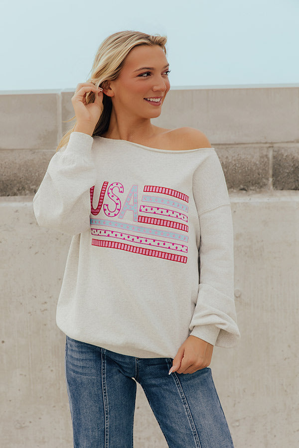 All-American Fun Embroidered Sweatshirt Image - 1