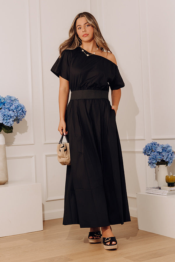 Soho Evening Asymmetrical Poplin Maxi Dress Image - 1