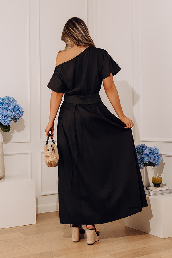 Soho Evening Asymmetrical Poplin Maxi Dress Image - 3