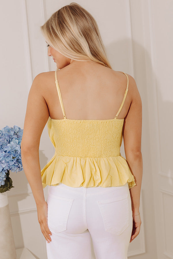 Flirt Alert Linen-Blend Top in Yellow Image - 4