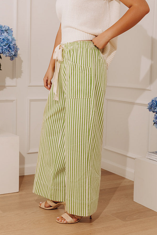 The Sawyer High Waist Wide Leg Stripe Pants in Lime Image - 5