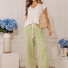 The Sawyer High Waist Wide Leg Stripe Pants in Lime Image - 1