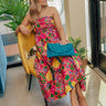 Fiesta Floral Ruched Midi Dress Image - 1
