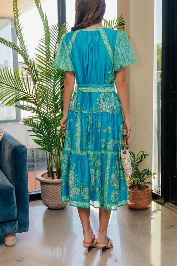 Portofino Stroll Floral Linen-Blend Midi Dress Image - 2