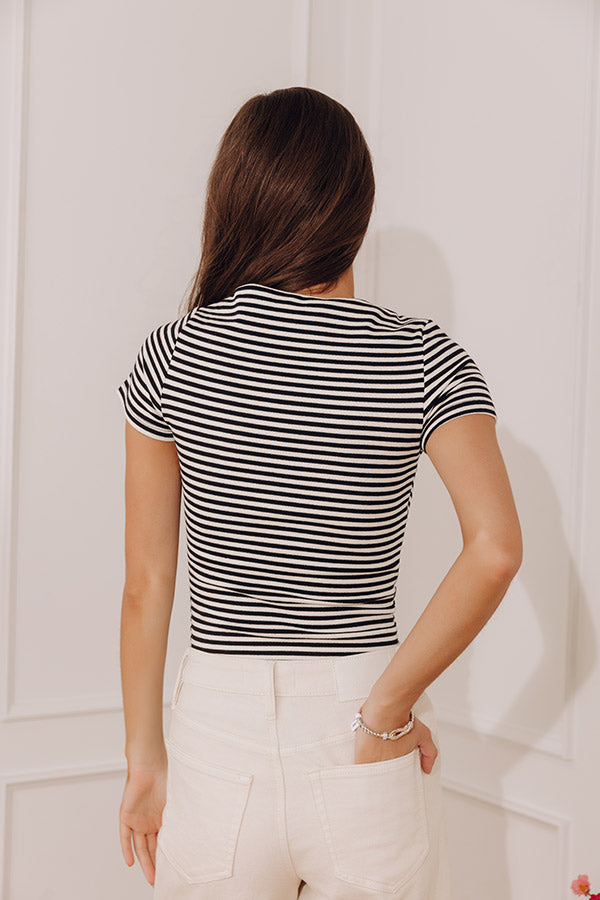 Italian Coast Stripe Knit Top in Black Image - 5
