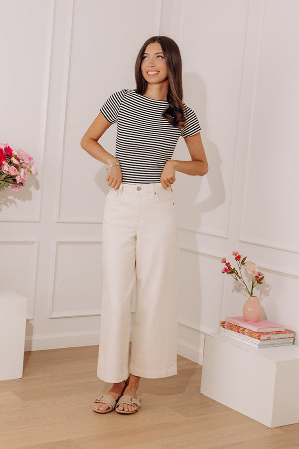 Italian Coast Stripe Knit Top in Black Image - 2