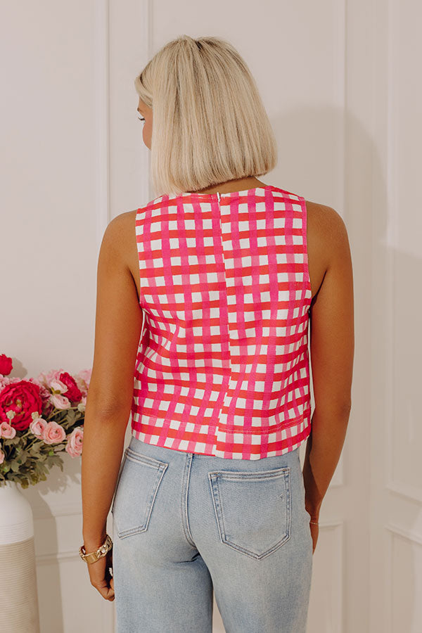 Park Avenue Poise Gingham Top in Hot Pink Image - 4
