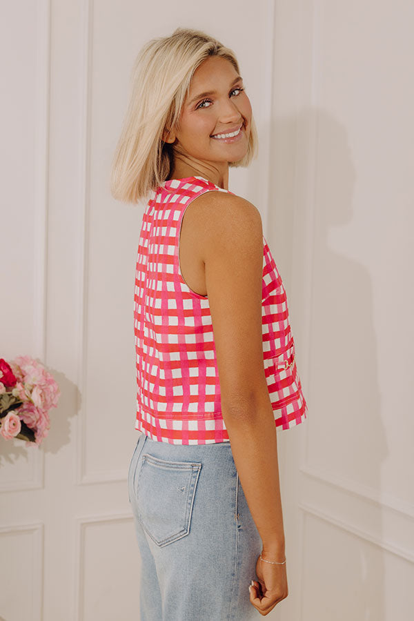 Park Avenue Poise Gingham Top in Hot Pink Image - 3