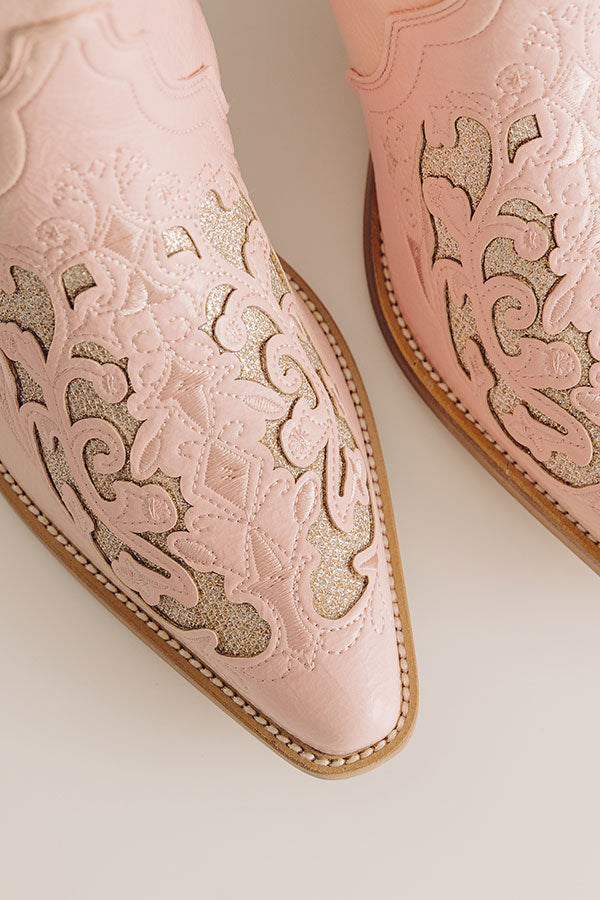 The Lorelai Faux Leather Cut-Out Cowboy Boots in Pink Image - 4